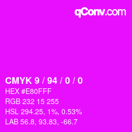 カラーコード: CMYK 9 / 94 / 0 / 0 | qconv.com