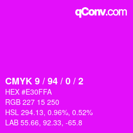 カラーコード: CMYK 9 / 94 / 0 / 2 | qconv.com