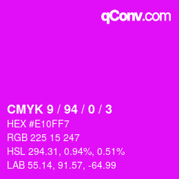 カラーコード: CMYK 9 / 94 / 0 / 3 | qconv.com