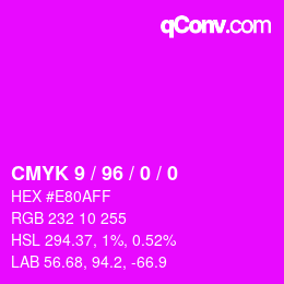 颜色代码: CMYK 9 / 96 / 0 / 0 | qconv.com