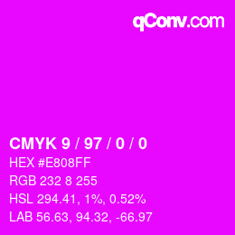 Color code: CMYK 9 / 97 / 0 / 0 | qconv.com