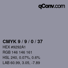 颜色代码: CMYK 9 / 9 / 0 / 37 | qconv.com