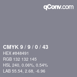 Color code: CMYK 9 / 9 / 0 / 43 | qconv.com