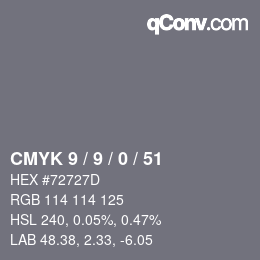 Color code: CMYK 9 / 9 / 0 / 51 | qconv.com