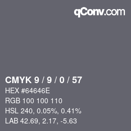 Color code: CMYK 9 / 9 / 0 / 57 | qconv.com