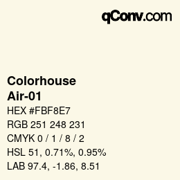 颜色代码: Colorhouse - Air-01 | qconv.com