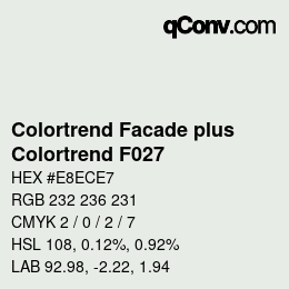 カラーコード: Colortrend Facade plus - Colortrend F027 | qconv.com