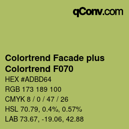 Código de color: Colortrend Facade plus - Colortrend F070 | qconv.com