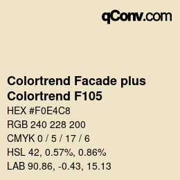 カラーコード: Colortrend Facade plus - Colortrend F105 | qconv.com