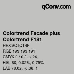 カラーコード: Colortrend Facade plus - Colortrend F181 | qconv.com