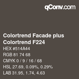 カラーコード: Colortrend Facade plus - Colortrend F224 | qconv.com