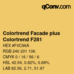 Farbcode: Colortrend Facade plus - Colortrend F281 | qconv.com