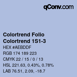 Color code: Colortrend Folio - Colortrend 1S1-3 | qconv.com