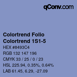 Color code: Colortrend Folio - Colortrend 1S1-5 | qconv.com