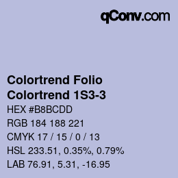 Color code: Colortrend Folio - Colortrend 1S3-3 | qconv.com