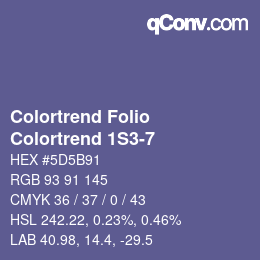 Color code: Colortrend Folio - Colortrend 1S3-7 | qconv.com