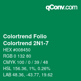 Color code: Colortrend Folio - Colortrend 2N1-7 | qconv.com