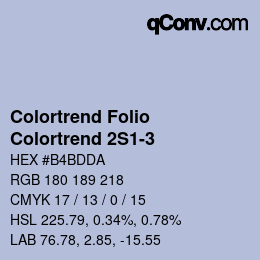 Color code: Colortrend Folio - Colortrend 2S1-3 | qconv.com