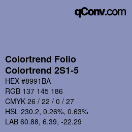 Color code: Colortrend Folio - Colortrend 2S1-5 | qconv.com