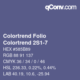 Color code: Colortrend Folio - Colortrend 2S1-7 | qconv.com