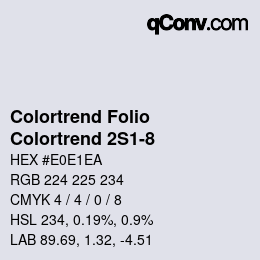 Color code: Colortrend Folio - Colortrend 2S1-8 | qconv.com