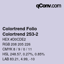 Color code: Colortrend Folio - Colortrend 2S3-2 | qconv.com