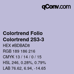 Color code: Colortrend Folio - Colortrend 2S3-3 | qconv.com