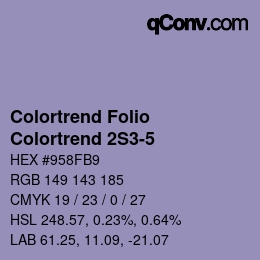 Color code: Colortrend Folio - Colortrend 2S3-5 | qconv.com