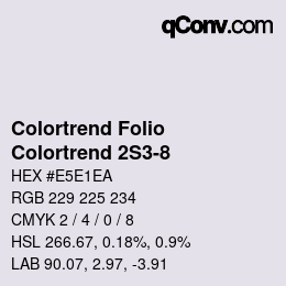 Color code: Colortrend Folio - Colortrend 2S3-8 | qconv.com
