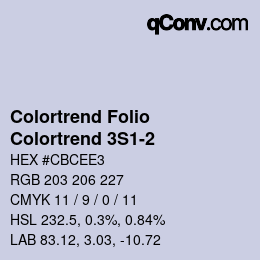 Color code: Colortrend Folio - Colortrend 3S1-2 | qconv.com