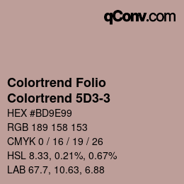 カラーコード: Colortrend Folio - Colortrend 5D3-3 | qconv.com