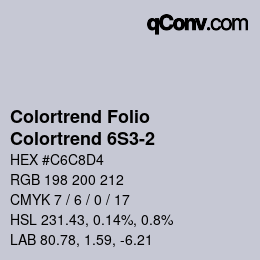 Color code: Colortrend Folio - Colortrend 6S3-2 | qconv.com