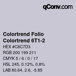 Color code: Colortrend Folio - Colortrend 6T1-2 | qconv.com
