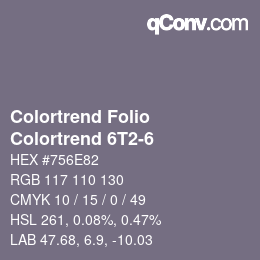 Color code: Colortrend Folio - Colortrend 6T2-6 | qconv.com