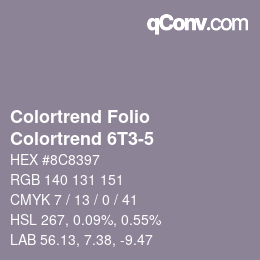 Color code: Colortrend Folio - Colortrend 6T3-5 | qconv.com