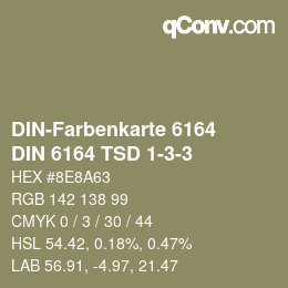 カラーコード: DIN-Farbenkarte 6164 - DIN 6164 TSD 1-3-3 | qconv.com
