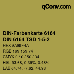 カラーコード: DIN-Farbenkarte 6164 - DIN 6164 TSD 1-5-2 | qconv.com