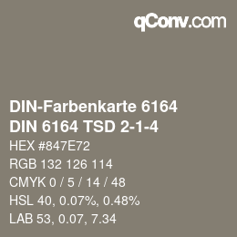 カラーコード: DIN-Farbenkarte 6164 - DIN 6164 TSD 2-1-4 | qconv.com