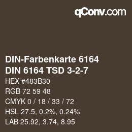 カラーコード: DIN-Farbenkarte 6164 - DIN 6164 TSD 3-2-7 | qconv.com