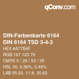 Farbcode: DIN-Farbenkarte 6164 - DIN 6164 TSD 3-4-3 | qconv.com