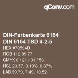 カラーコード: DIN-Farbenkarte 6164 - DIN 6164 TSD 4-2-5 | qconv.com