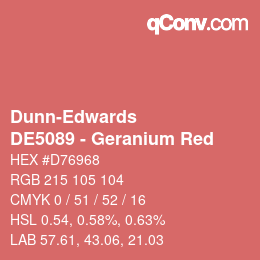 カラーコード: Dunn-Edwards - DE5089 - Geranium Red | qconv.com