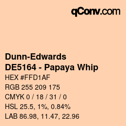Color code: Dunn-Edwards - DE5164 - Papaya Whip | qconv.com