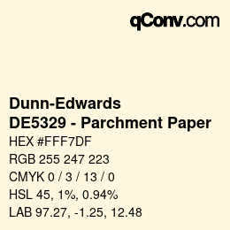 カラーコード: Dunn-Edwards - DE5329 - Parchment Paper | qconv.com