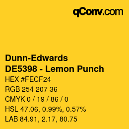 カラーコード: Dunn-Edwards - DE5398 - Lemon Punch | qconv.com