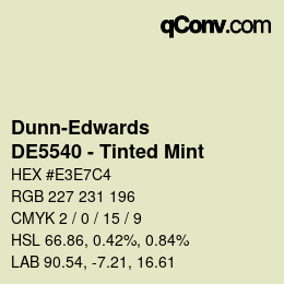 カラーコード: Dunn-Edwards - DE5540 - Tinted Mint | qconv.com