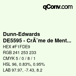 カラーコード: Dunn-Edwards - DE5595 - CrÃ¨me de Menthe | qconv.com