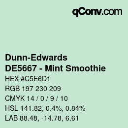 カラーコード: Dunn-Edwards - DE5667 - Mint Smoothie | qconv.com