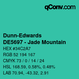 カラーコード: Dunn-Edwards - DE5697 - Jade Mountain | qconv.com