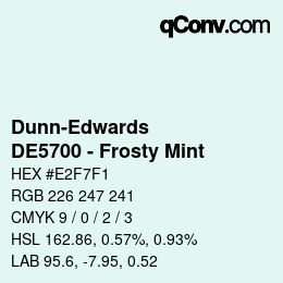 Code couleur: Dunn-Edwards - DE5700 - Frosty Mint | qconv.com